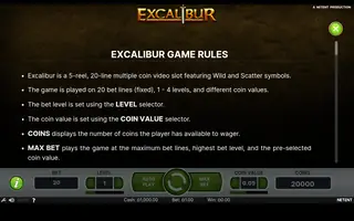 Excalibur – Game rules