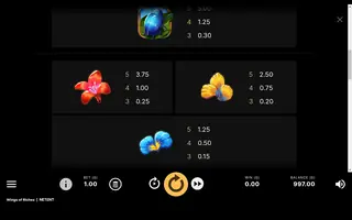Wings of Riches – Paytable
