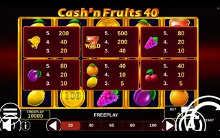 Cash’n Fruits 40 – Paytable
