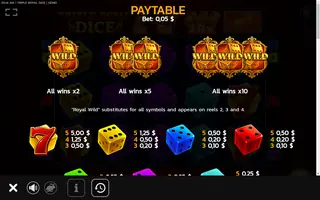 Triple Royal Dice – Paytable