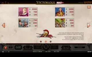 Victorious MAX – Paytable