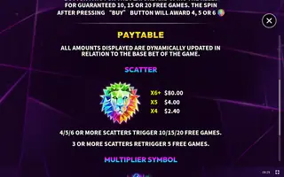 Super Lion Bonanza – Paytable