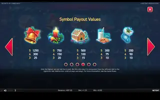 Secrets of Christmas – Paytable