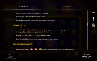 Blazin’ Bingo Trio – Game rules