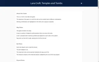 Lara Croft Temples and Tombs – Game rules