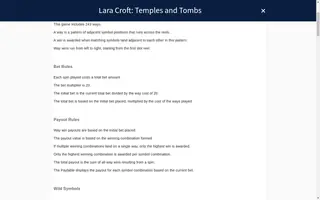 Lara Croft Temples and Tombs – Game rules