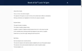 Book of Oz Lock N Spin – Game rules