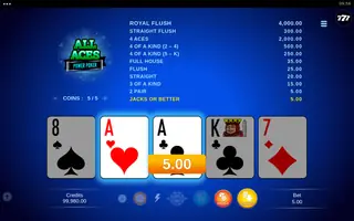 All Aces – Power Poker – Winning spin