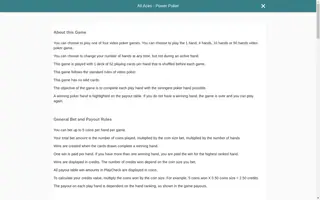 All Aces – Power Poker – Game rules