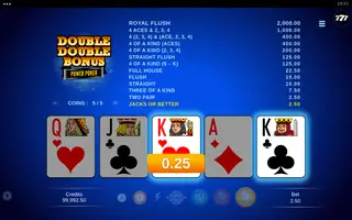 Double Double Bonus – Power Poker – Winning spin
