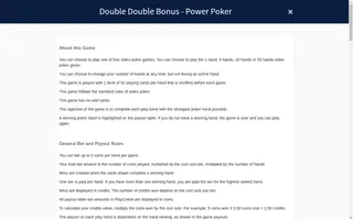 Double Double Bonus – Power Poker – Game rules