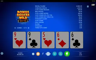 Bonus Deuces Wild – Power Poker – Base game