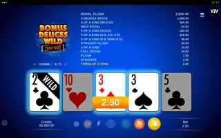 Bonus Deuces Wild – Power Poker – Winning spin