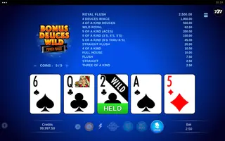 Bonus Deuces Wild – Power Poker – Feature in play