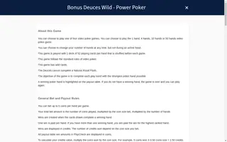 Bonus Deuces Wild – Power Poker – Game rules
