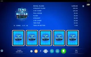 Tens or Better – Power Poker – Base game