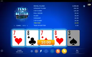 Tens or Better – Power Poker – Winning spin