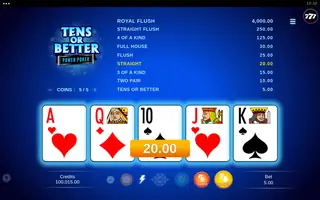 Tens or Better – Power Poker – Winning spin