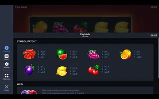 Pyro Joker – Paytable