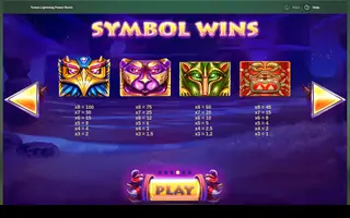 Totem Lightning Power Reels – Paytable