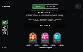 Xmas Unwrapped – Paytable