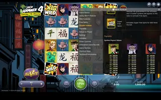 Jack Hammer 4: Chasing the Dragon – Paytable
