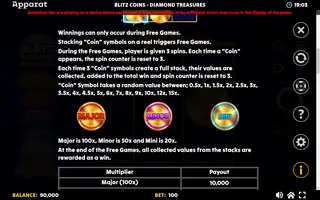 Blitz Coins Diamond Treasures – Game rules