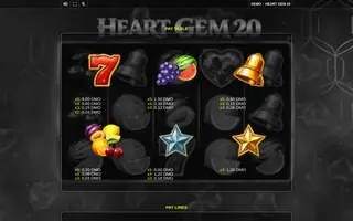 Heart Gem 20 – Paytable