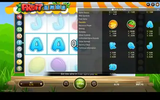 Fruit Shop – Paytable