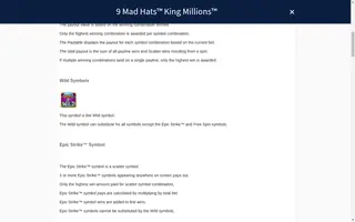 9 Mad Hats King Millions – Game rules
