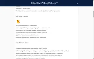 9 Mad Hats King Millions – Game rules