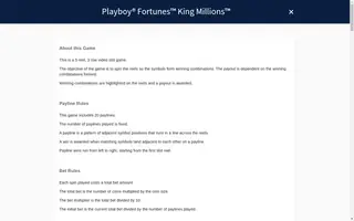 Playboy Fortunes King Millions – Game rules