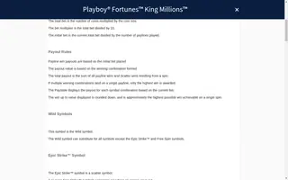 Playboy Fortunes King Millions – Game rules