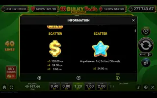 40 Bulky Fruits Buy Bonus – Paytable