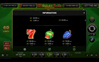 40 Bulky Fruits Buy Bonus – Paytable