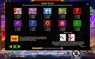 Xmas Guardians Megaways – Paytable