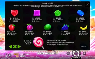 Sweet Bonanza – Paytable
