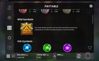 The Shadow Order – Paytable