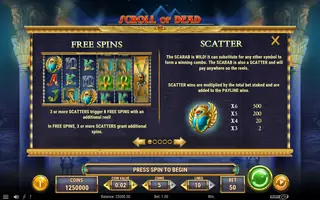 Scroll of Dead – Paytable