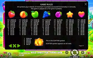 Fruit Party 2 – Paytable