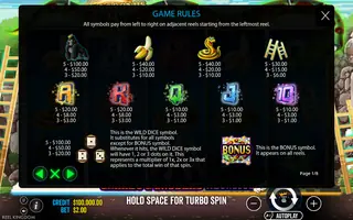 Snakes and Ladders Megadice – Paytable
