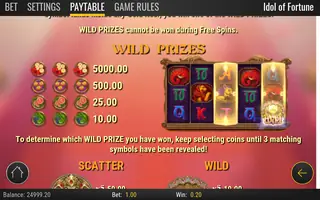 Idol of Fortune – Paytable