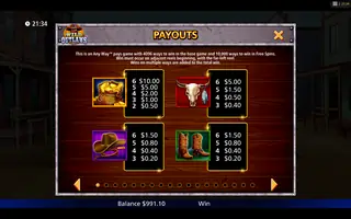 Wild Outlaws – Paytable