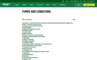 Unibet – Terms and conditions