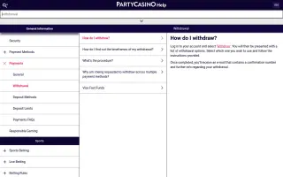 Party Casino – Payments page
