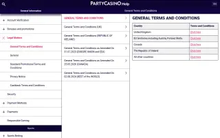 Party Casino – Terms and conditions