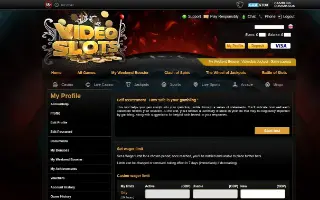 Videoslots – Safer gambling tools (logged in)