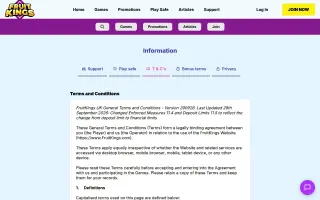 Fruit Kings Casino – Terms and conditions