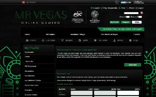 Mr Vegas – Safer gambling tools (logged in)