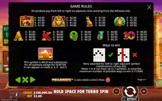 John Hunter and the Book of Tut Megaways – Paytable